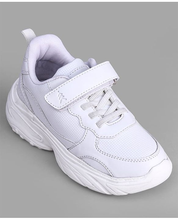 Pine Kids School Shoes with Velcro Closure - White