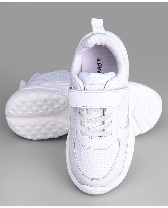 Pine Kids School Shoes with Velcro Closure - White