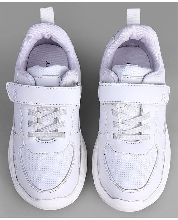 Pine Kids School Shoes with Velcro Closure - White