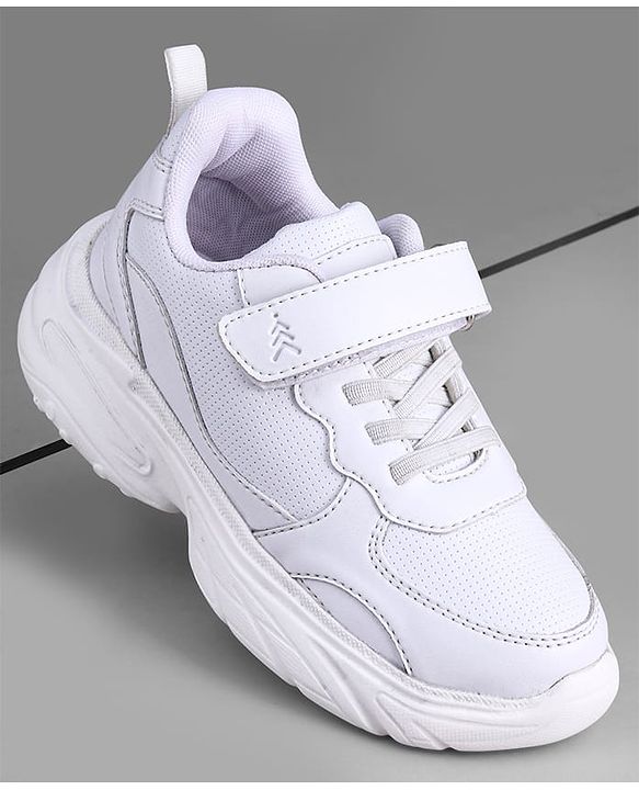 Pine Kids School Shoes with Velcro Closure - White