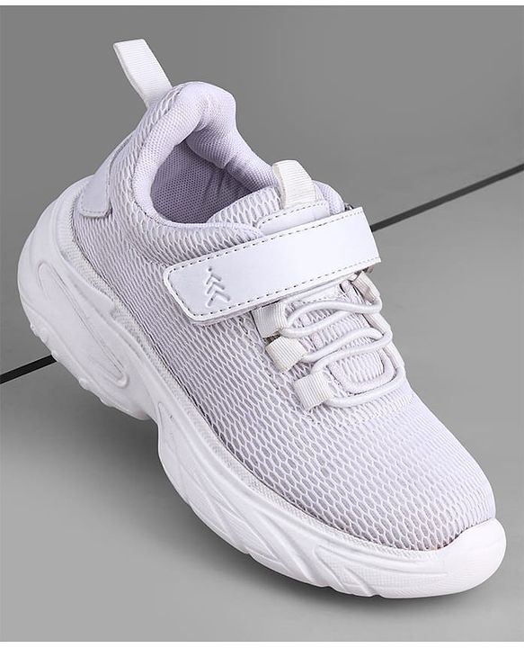 Pine Kids School Shoes with Velcro Closure - White