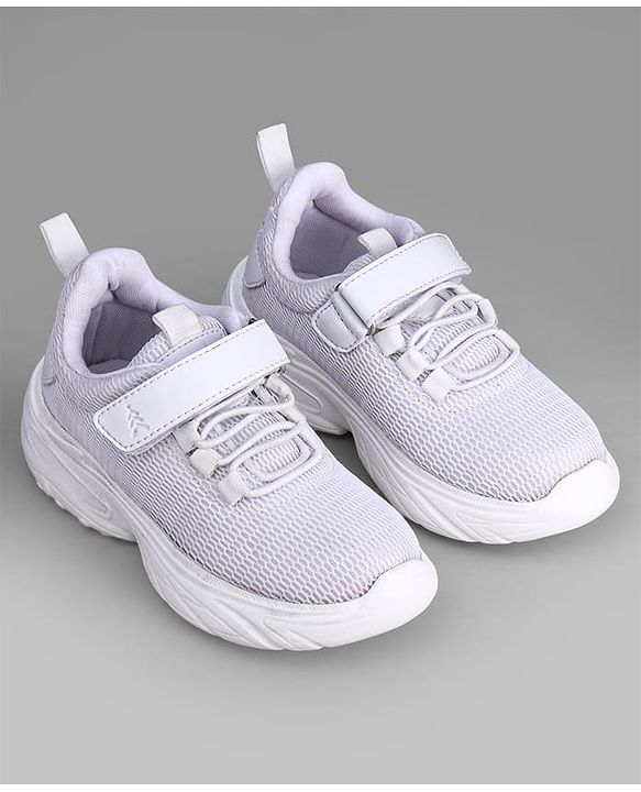Pine Kids School Shoes with Velcro Closure - White