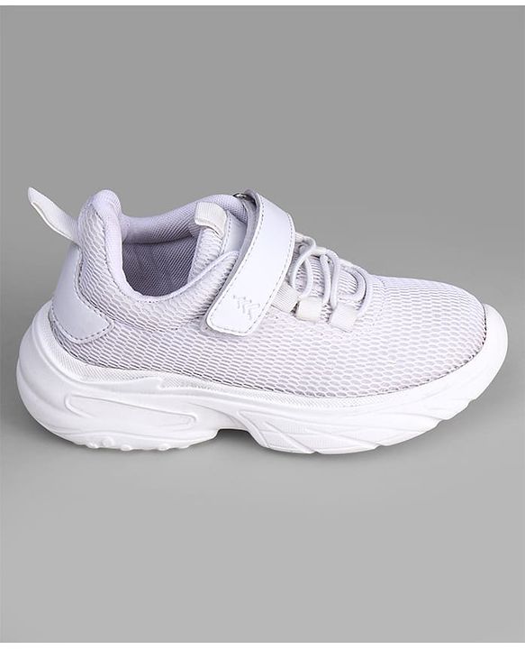 Pine Kids School Shoes with Velcro Closure - White