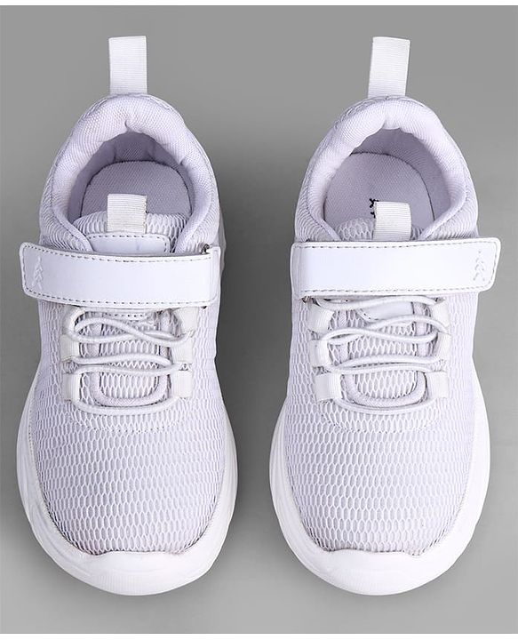 Pine Kids School Shoes with Velcro Closure - White