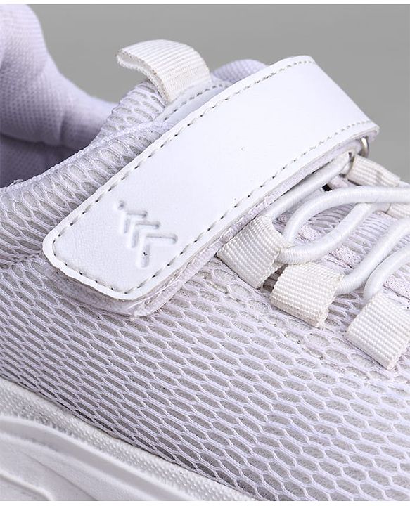 Pine Kids School Shoes with Velcro Closure - White