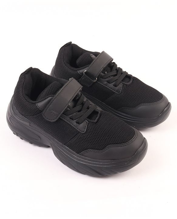 Pine Kids School Shoes with Velcro Closure - Black