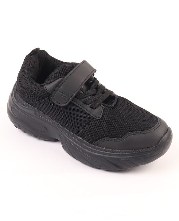 Pine Kids School Shoes with Velcro Closure - Black