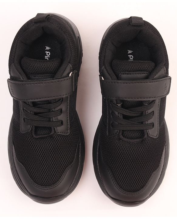Pine Kids School Shoes with Velcro Closure - Black