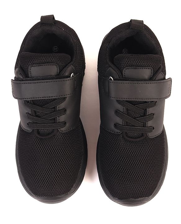 Pine Kids School Shoes with Velcro Closure - Black