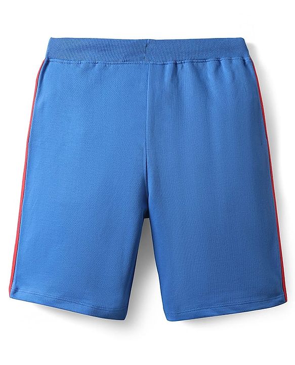 Pine Kids Marvel 100% Cotton Knee Length Shorts With Avengers Captain America Graphics & Tape Detailing - Blue