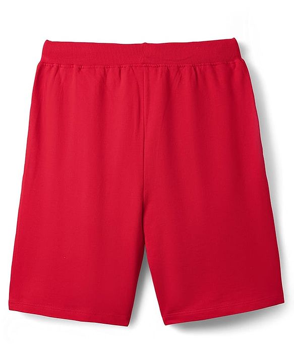 Pine Kids Marvel 100% Cotton Knee Length Shorts With Avengers Iron Man Graphics & Tape Detailing - Red