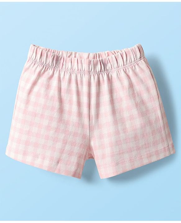 Babyhug Cotton Knit Half Sleeves Shorts Night Suit With Bunny Print - Pink