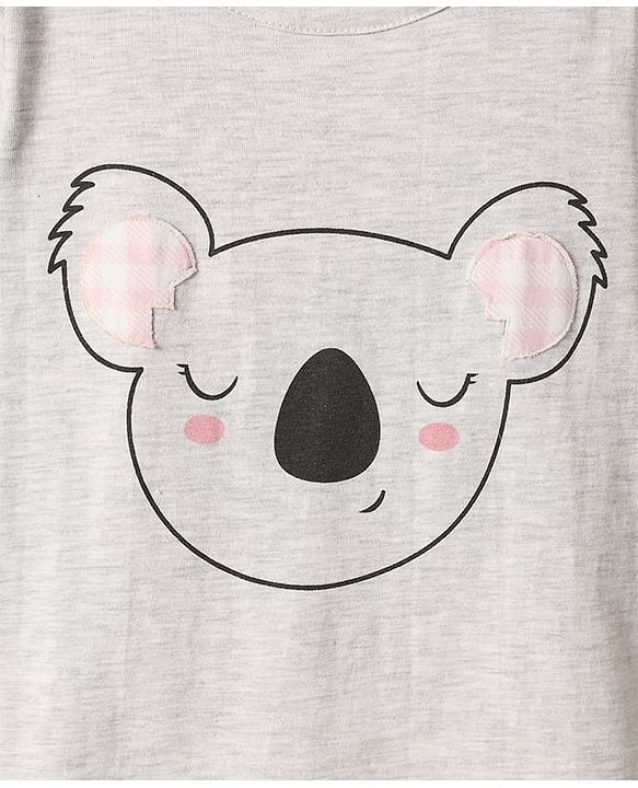 Babyhug Cotton Knit Half Sleeves Shorts Night Suit With Bunny Print - Pink