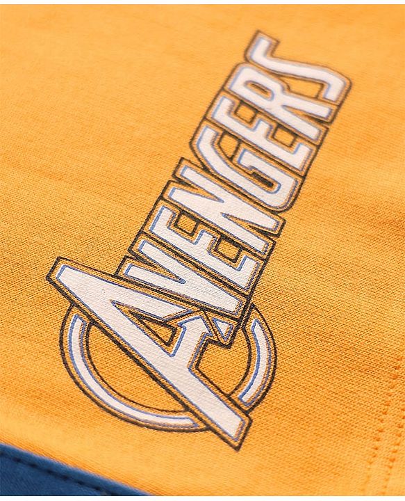 Pine Kids Marvel 100% Cotton Knee Length Shorts With Avengers Graphics & Tape Detailing - Orange