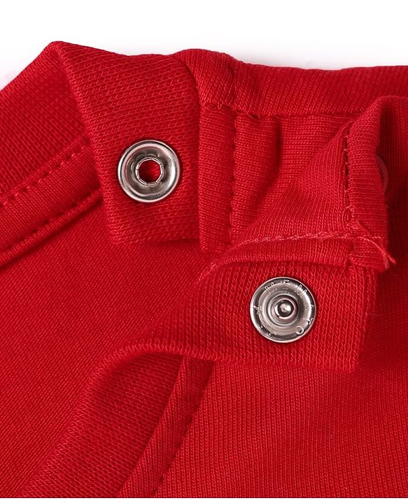 Babyhug Cotton Knit Half Sleeves Shorts Night Suit With Animal Print - Red & Blue