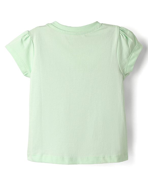 Babyhug Cotton Knit Half Sleeves Capri Night Suit With Butterfly Print - Mint & Pink