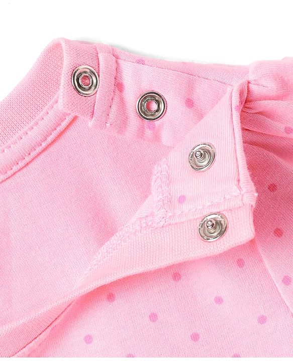 Babyhug Cotton Knit Half Sleeves Capri Night Suit With Polka Dots & Love Text Print - Mint & Pink