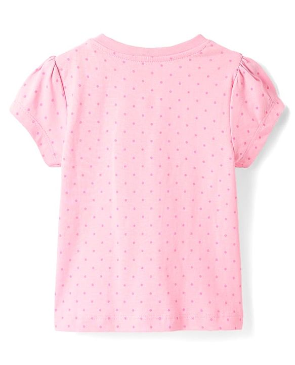 Babyhug Cotton Knit Half Sleeves Capri Night Suit With Polka Dots & Love Text Print - Mint & Pink