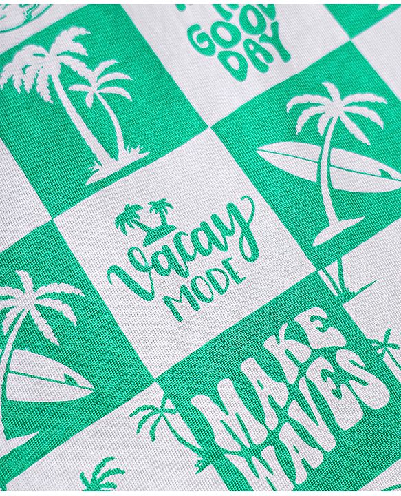 Babyhug Single Jersey Knit Half Sleeves Co-ords T-Shirt & Shorts Set with Beach Theme Print - Light Green