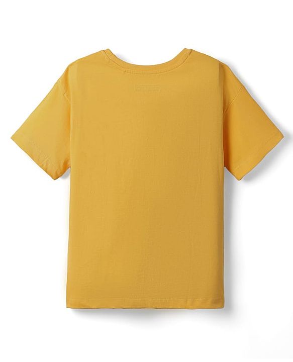 Pine Kids Cotton Knit Half Sleeves T-Shirt With California State Holiday Text Print - Yellow