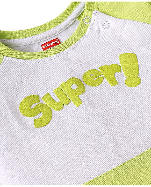 Babyhug Single Jersey Knit Raglan Sleeves T-Shirt & Shorts with Kangaroo Pockets - Light Green