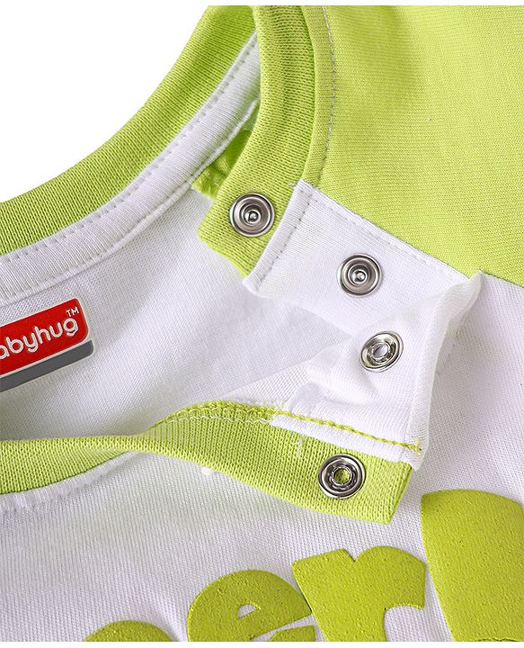 Babyhug Single Jersey Knit Raglan Sleeves T-Shirt & Shorts with Kangaroo Pockets - Light Green