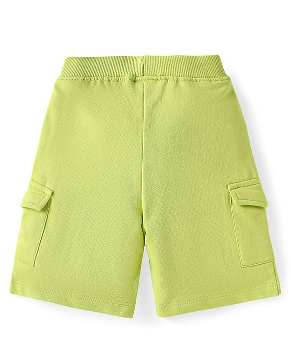 Babyhug Single Jersey Knit Raglan Sleeves T-Shirt & Shorts with Kangaroo Pockets - Light Green