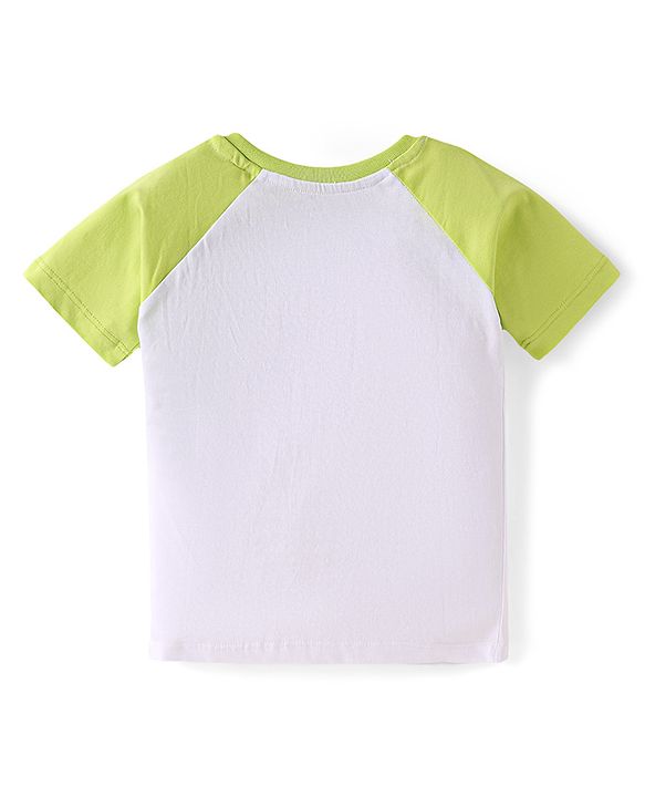 Babyhug Single Jersey Knit Raglan Sleeves T-Shirt & Shorts with Kangaroo Pockets - Light Green