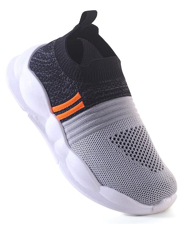 Pine Kids Slip On Knitted Sneakers - Grey & Black