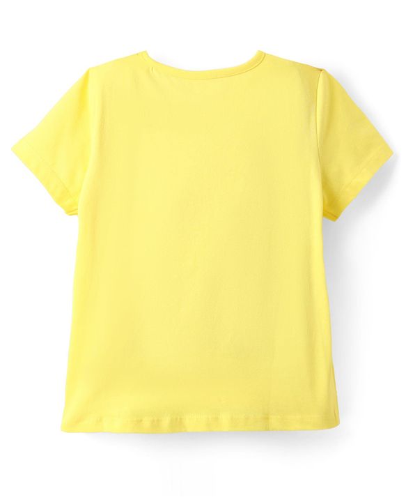 Pine Kids Cotton Knit Half Sleeves Capri Night Suit With Awesome & Star Print - Light Yellow