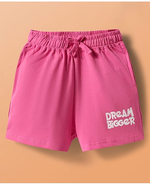 Pine Kids Single Jersey Knit Half Sleeves Striped Shorts Night Suit with Text Print - White & Dark Pink