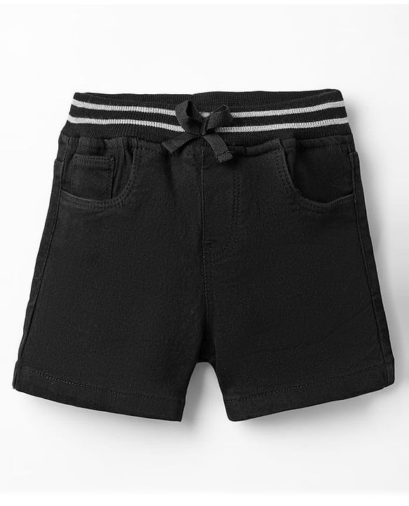 Babyhug Mid Thigh Denim Washed Shorts - Navy Blue