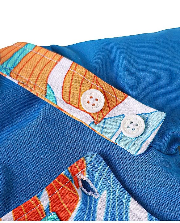 Babyhug Single Jersey Knit Dungaree & Half Sleeves T-Shirt With Leaves Print - Light Blue