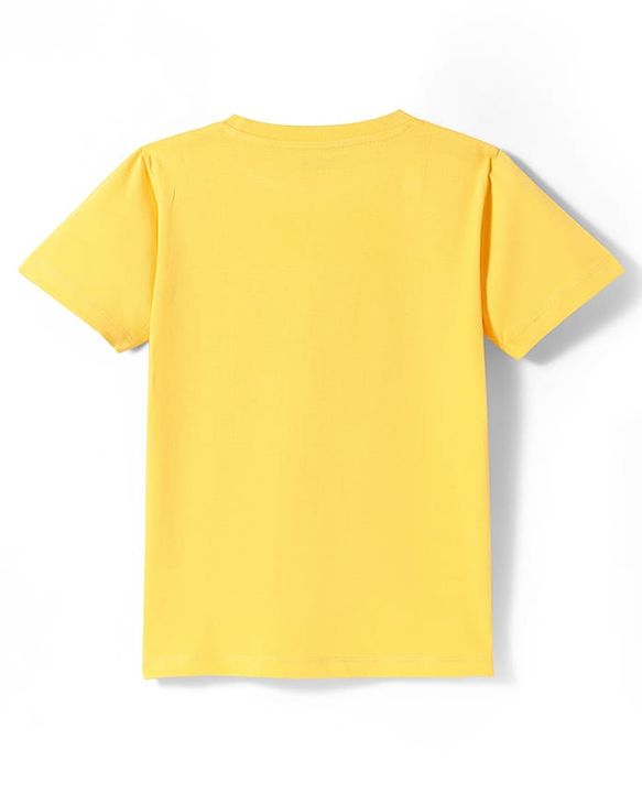 Pine Kids Single Jersey Knit Half Sleeves Shorts Nightsuit With Future Gamer Text Print - Yellow & Navy Blue