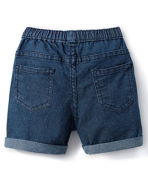 Babyhug Mid Thigh Solid Color Denim Shorts - Navy Blue