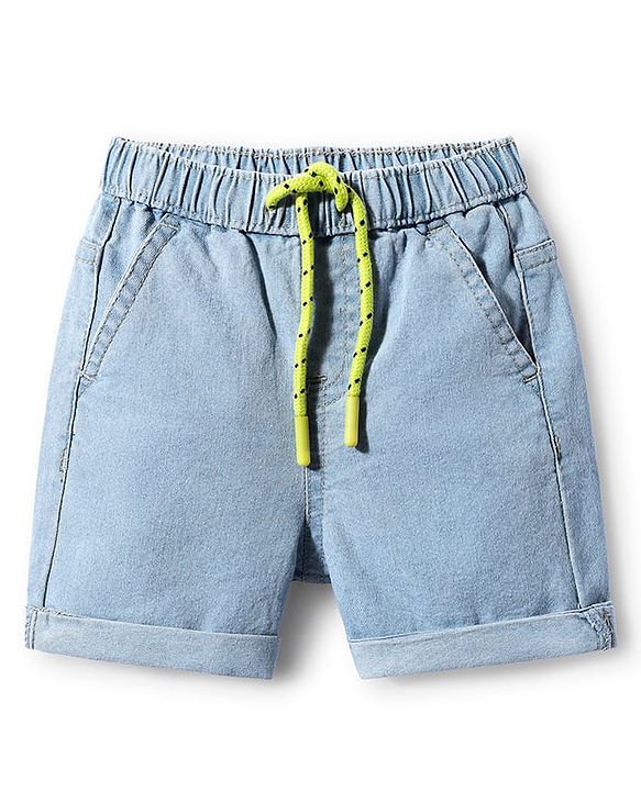 Babyhug Mid Thigh Solid Color Denim Shorts - Navy Blue