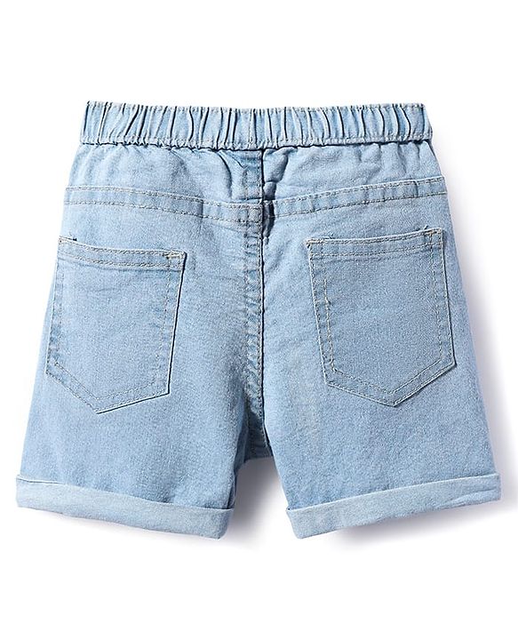 Babyhug Mid Thigh Solid Color Denim Shorts - Navy Blue
