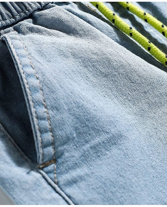 Babyhug Mid Thigh Solid Color Denim Shorts - Navy Blue