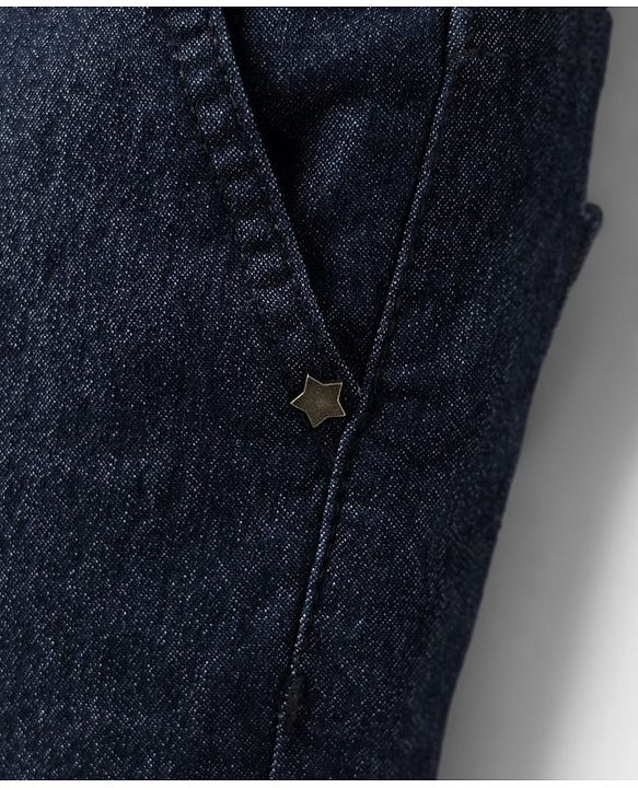 Babyhug Denim Mid Thigh Washed Ribbed Shorts - Navy Blue