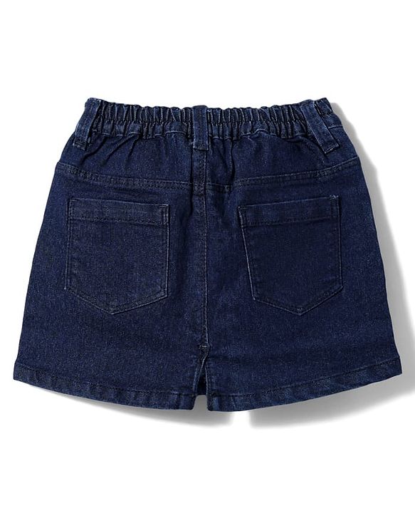 Babyhug Mid Thigh Denim Washed Skirt With Stretch - Navy Blue