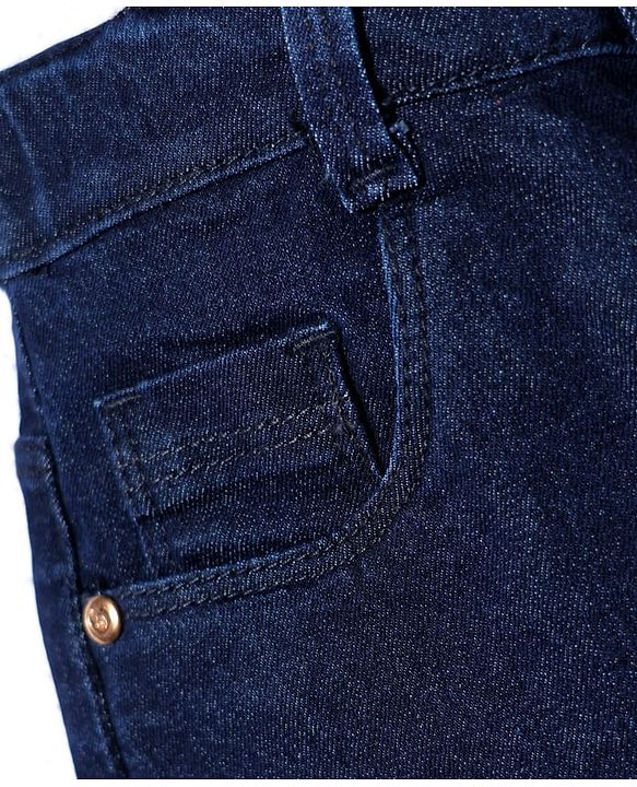 Babyhug Mid Thigh Denim Washed Skirt With Stretch - Navy Blue