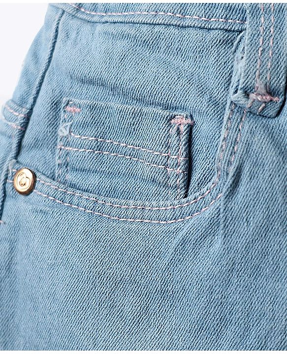Babyhug Mid Thigh Denim Washed Skirt With Stretch - Blue