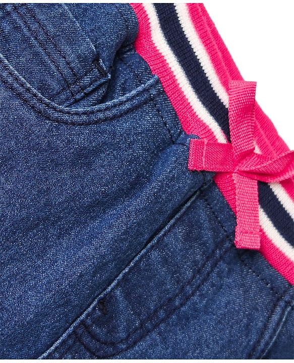 Babyhug Denim Mid Thigh Washed Skirts - Navy Blue