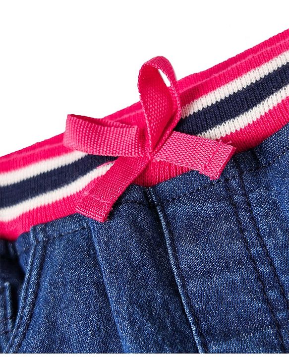 Babyhug Denim Mid Thigh Washed Skirts - Navy Blue