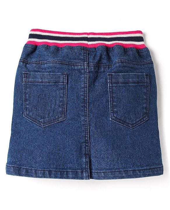 Babyhug Denim Mid Thigh Washed Skirts - Navy Blue