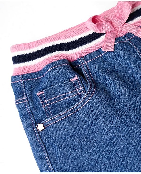 Babyhug Denim Mid Thigh Washed Skirts - Navy Blue