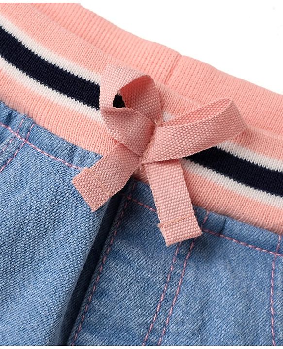 Babyhug Denim Mid Thigh Washed Skirts - Navy Blue