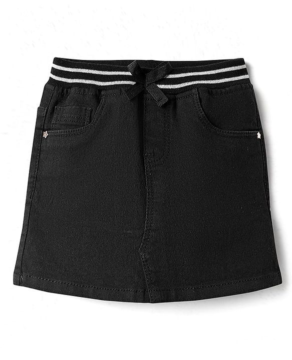 Babyhug Denim Mid Thigh Washed Skirts - Navy Blue