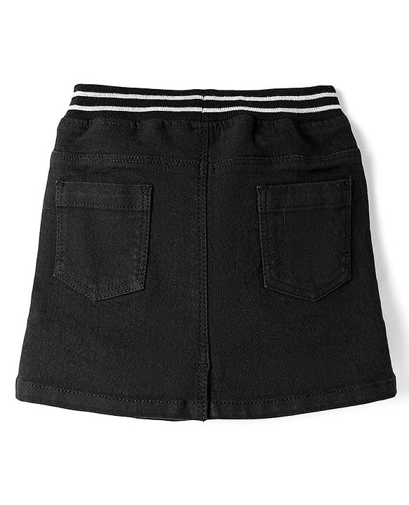 Babyhug Denim Mid Thigh Washed Skirts - Navy Blue