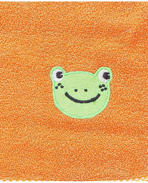 Babyhug Cotton Terry Woven Bath Towel With Frog Embroidery L 102 x B 51 cm - Orange